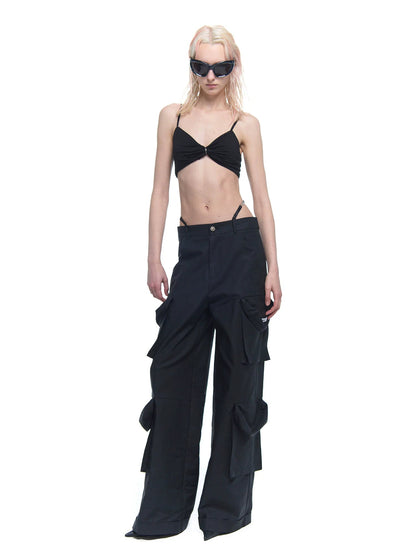 Multi-pocket Wide Leg Pants