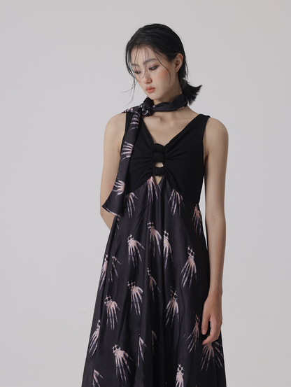 Hand Shadow Draping Design Sleeveless Dress