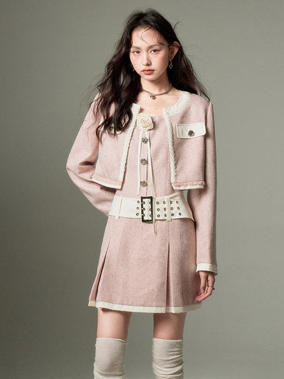 Chic Tweed Short Jacket &amp; Slip Skirt