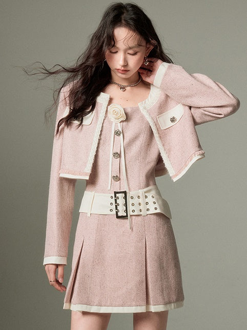 Chic Tweed Short Jacket &amp; Slip Skirt