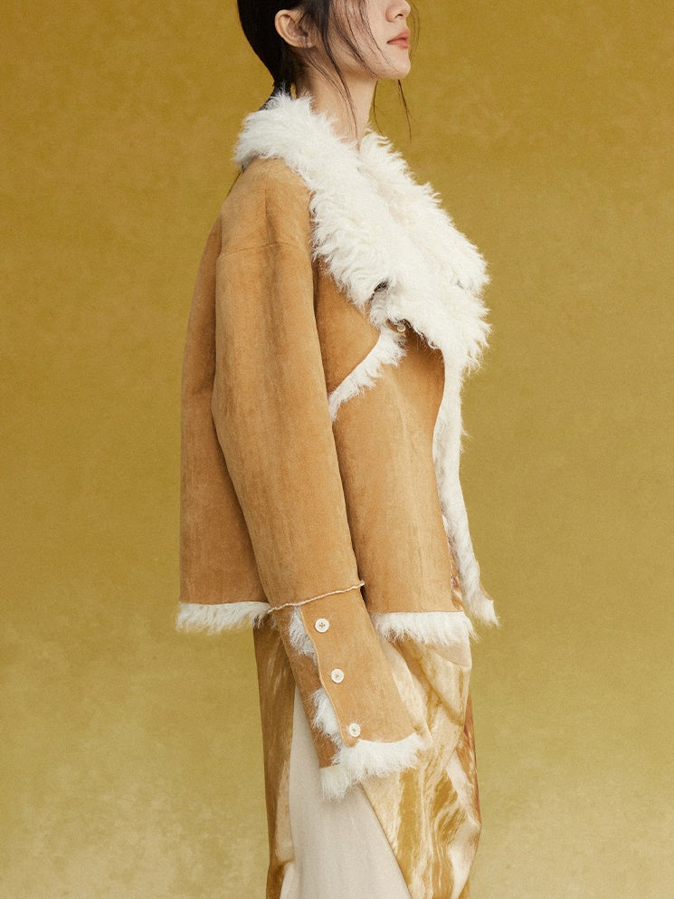 Split Lapel Short Fur Coat