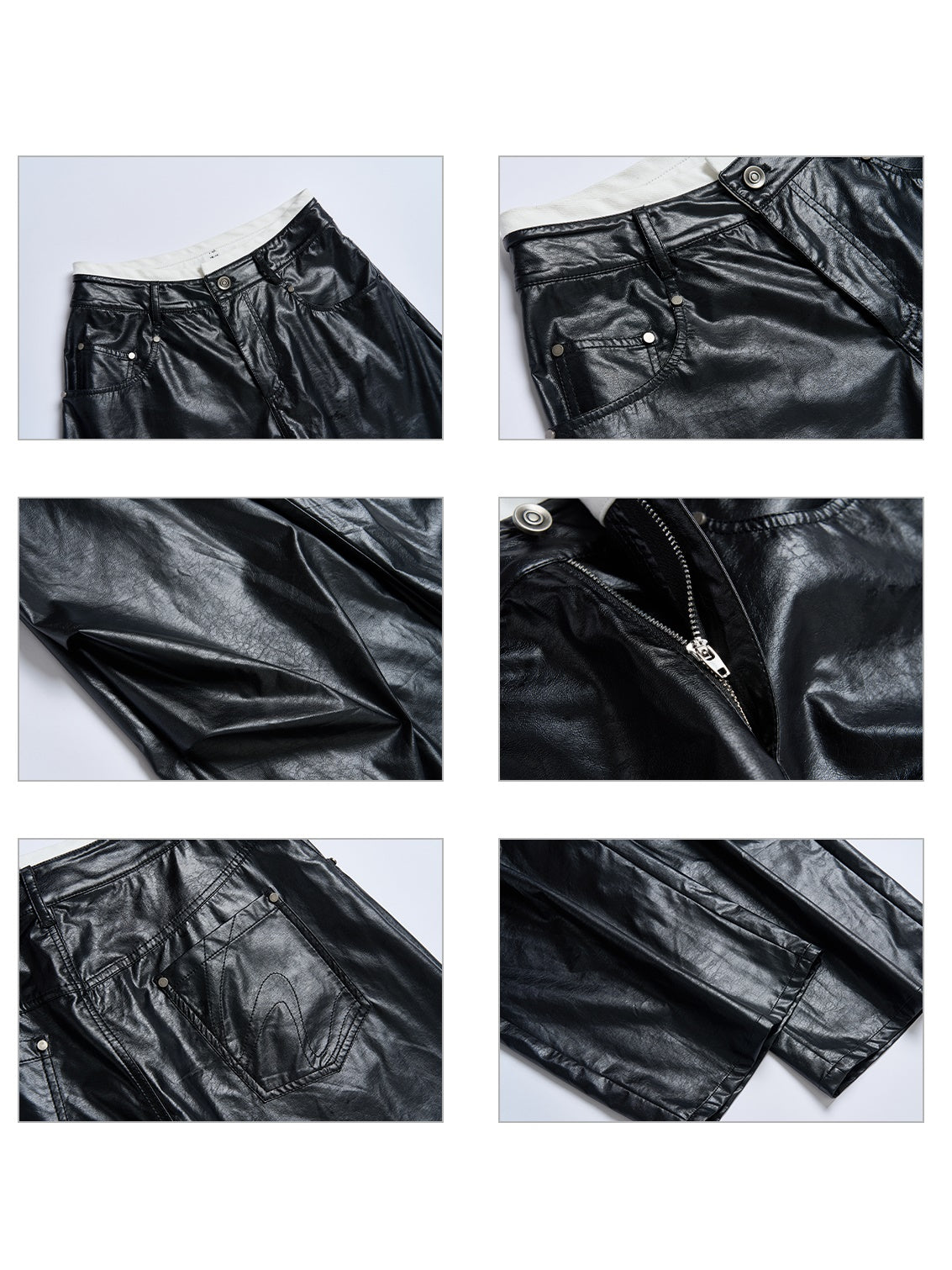 Oil Leather Street Wide-leg Trousers