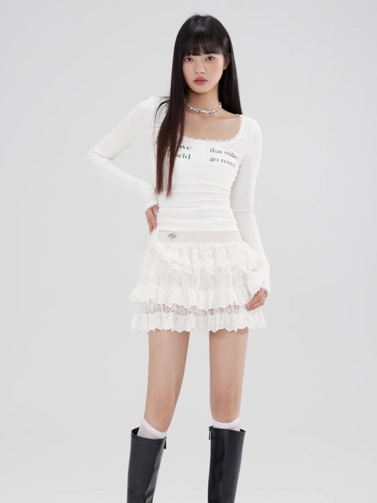 Lace Puffy Short Cake Skirt