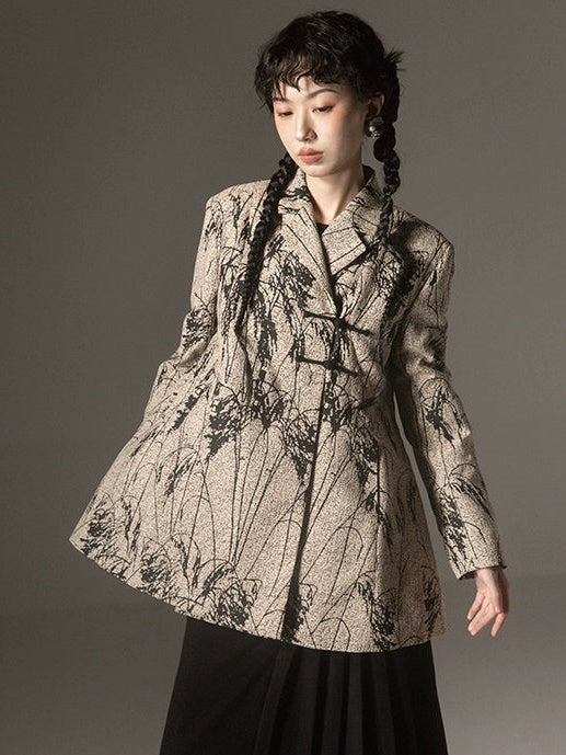 Chinese Style Jacquard A-Line Jacket