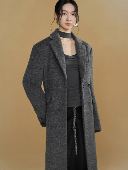 Wide Shoulder One Button Long Coat