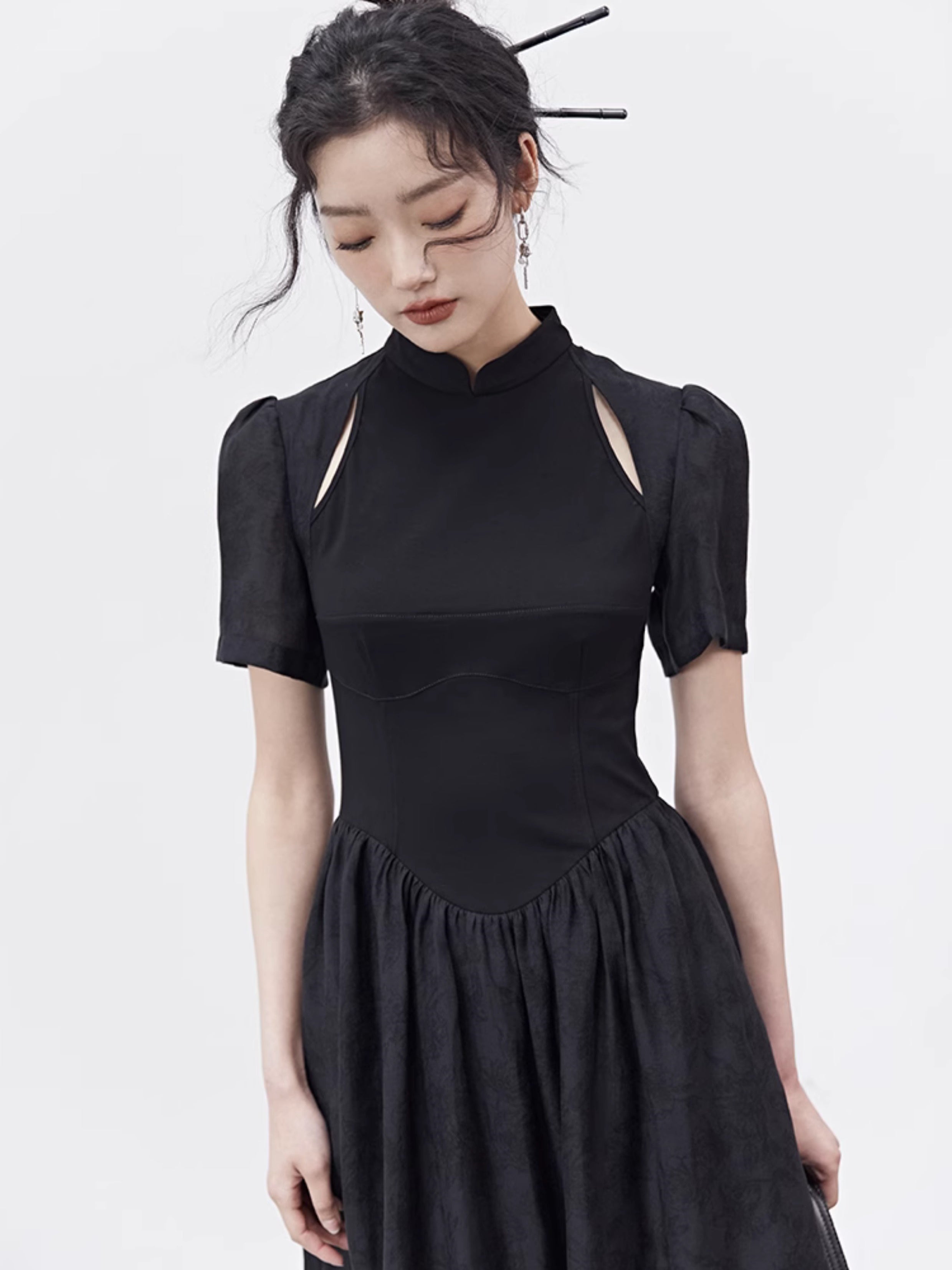 New Chinese Style Hollow Waist Slimming Dress – ARCANA ARCHIVE