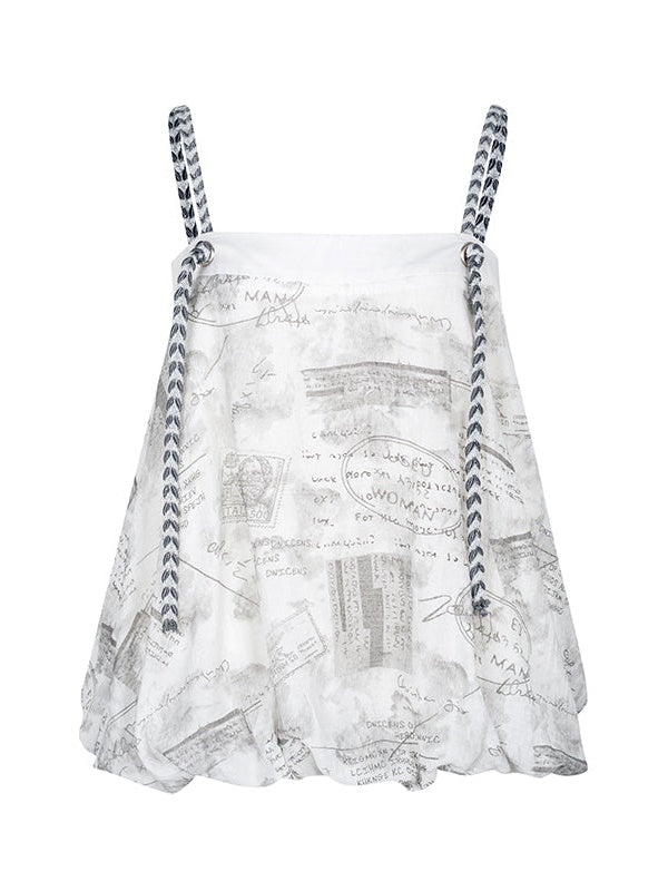 2Way Newspaper Printed Bud Camisole &amp; Skirt