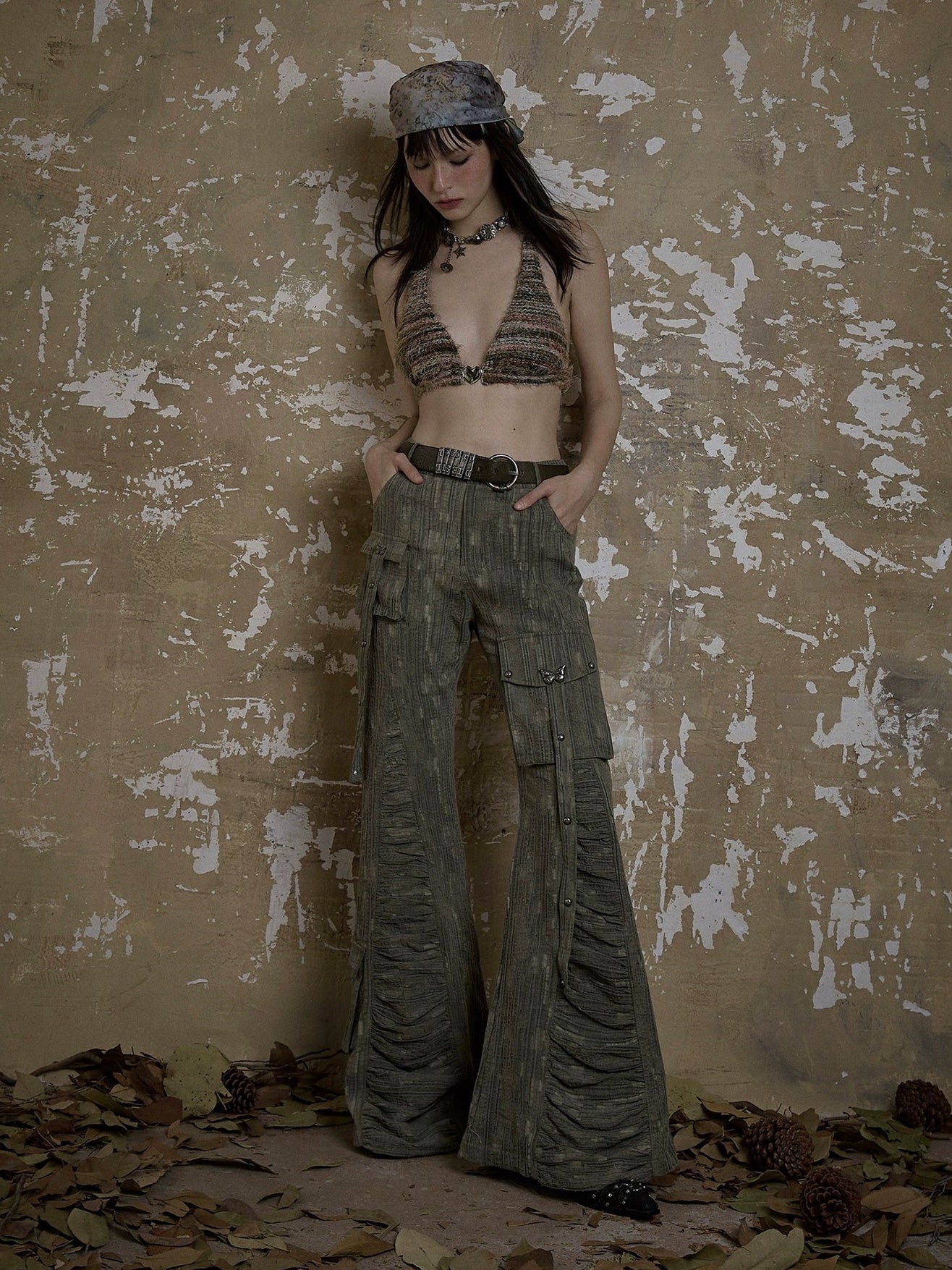 Pleated Y2k Bell Bottoms Pants – ARCANA ARCHIVE