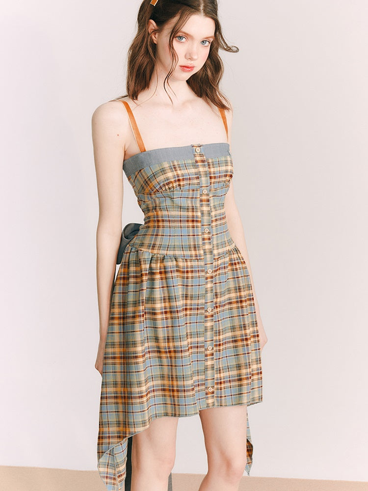 Robe irrégulière à laalciens à plaid de tournesol