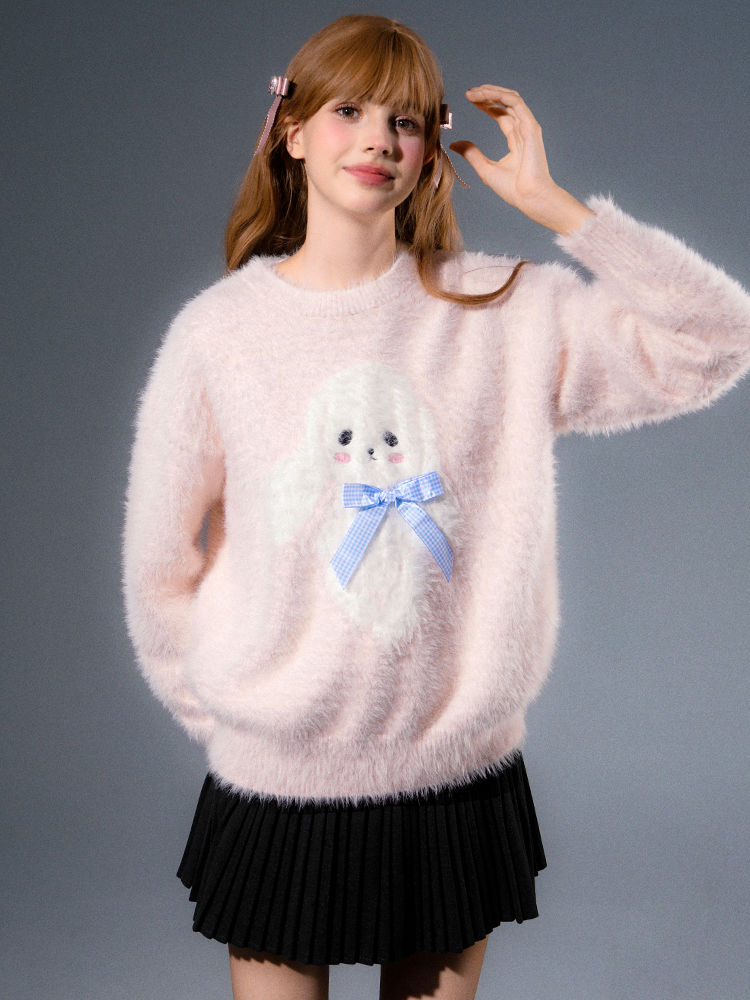 Bear Rabbit Round Neck Sweater