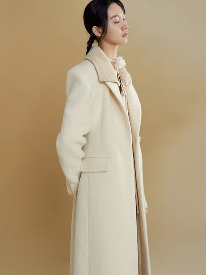 Wide Shoulder One Button Long Coat