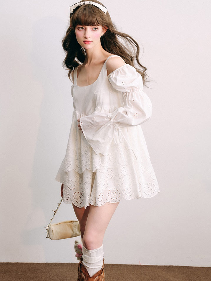 Cut work Lace Long Sleeve Doll Dress