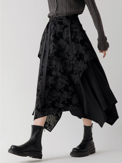 Chinese Style Flare Sleeve Jacket ＆ Asymmetrical Skirt