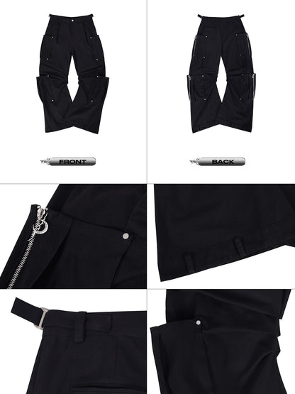 Three-dimensional Pocket Baggy Structure Casual Pants