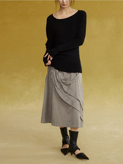 Twisted Pleated Straight Skirt