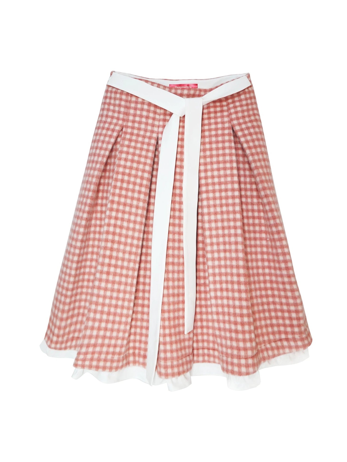 Retro Gingham Plaid Big Collar Jacket ＆ Pleated Skirt