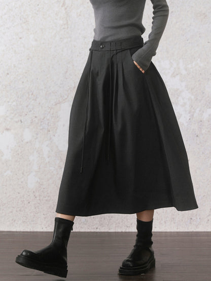 College Style Strapped Pleated Skirt