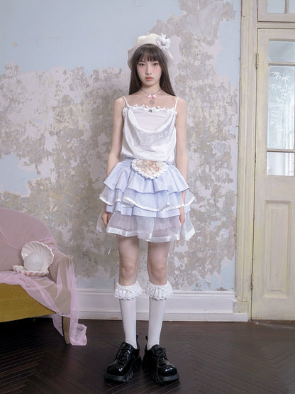 Princess Angel Print Cake Puffy Short Skirt