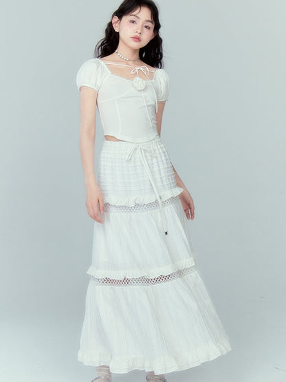 2Way Hollow Lace Cake A-Line Skirt