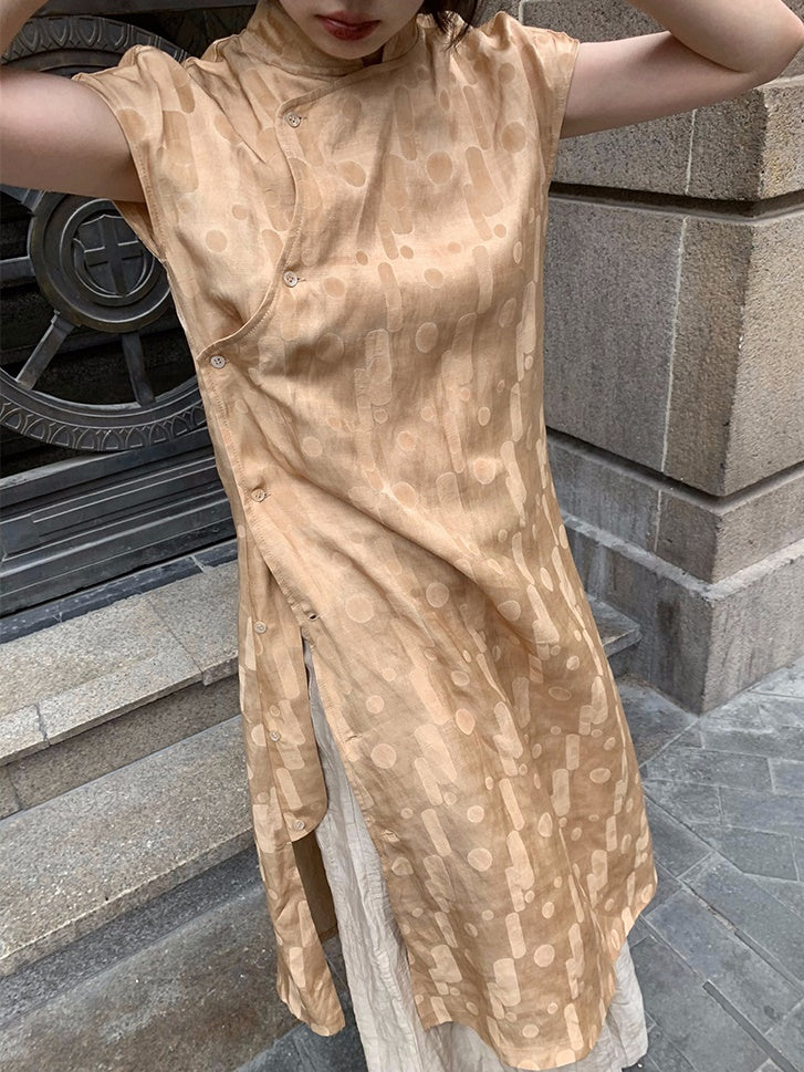 Robe lâche à pois de style chinois