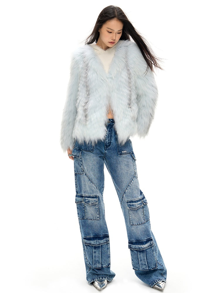 Marble Fox Fur Jacket