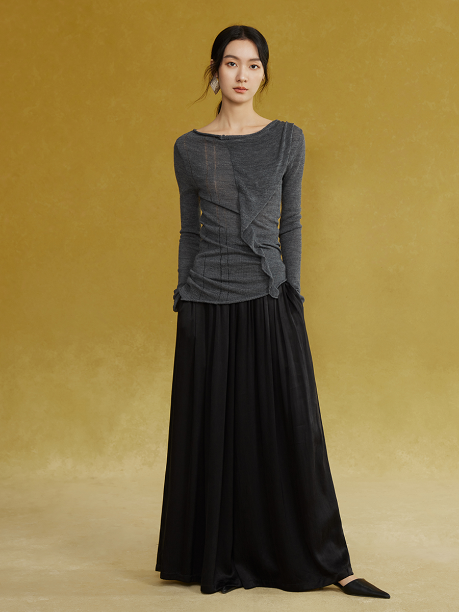 Asymmetry Wave Design Knitted Loose Sweater