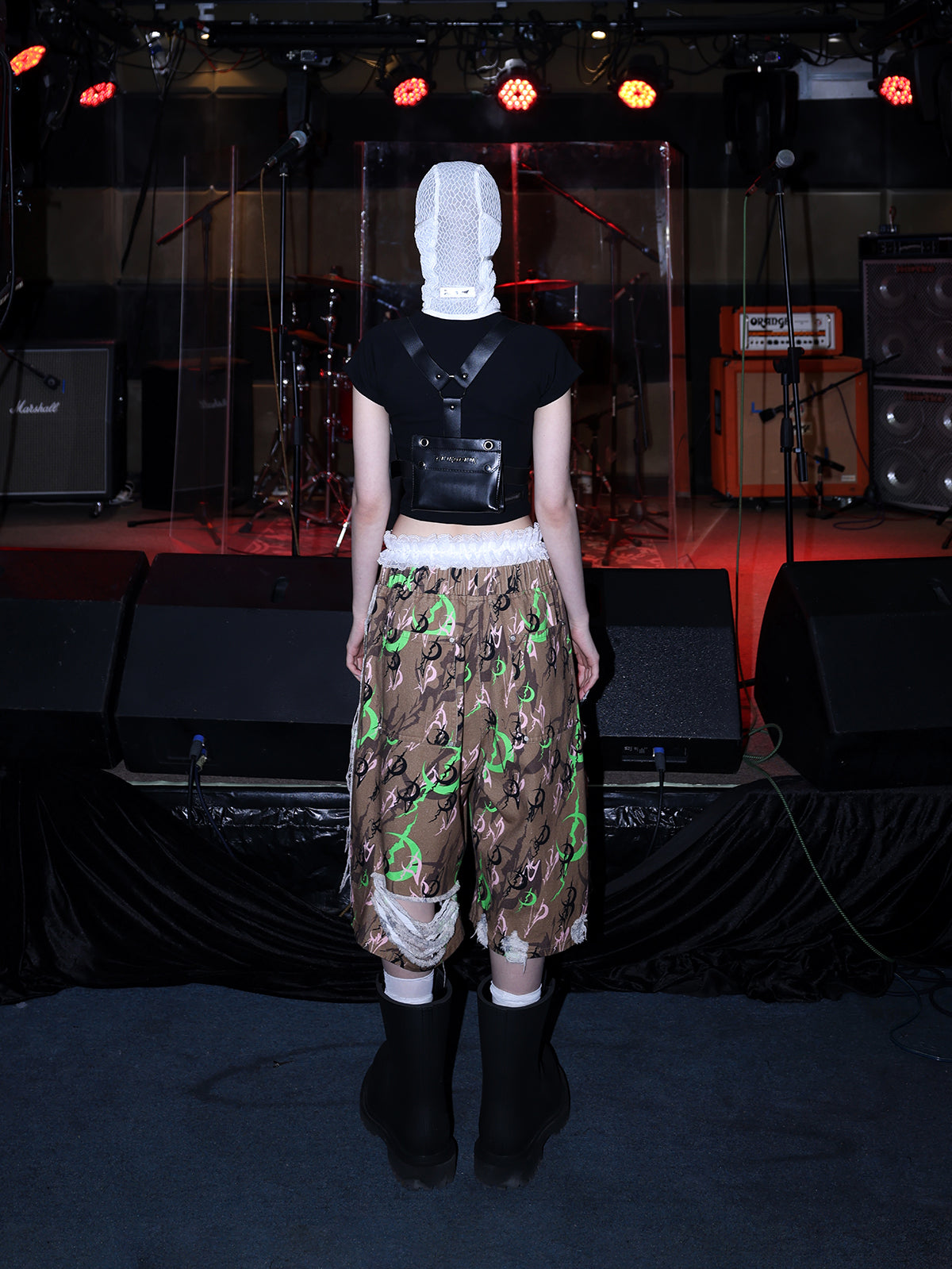 Camouflage Destruction Baggy Loose Cropped Pants