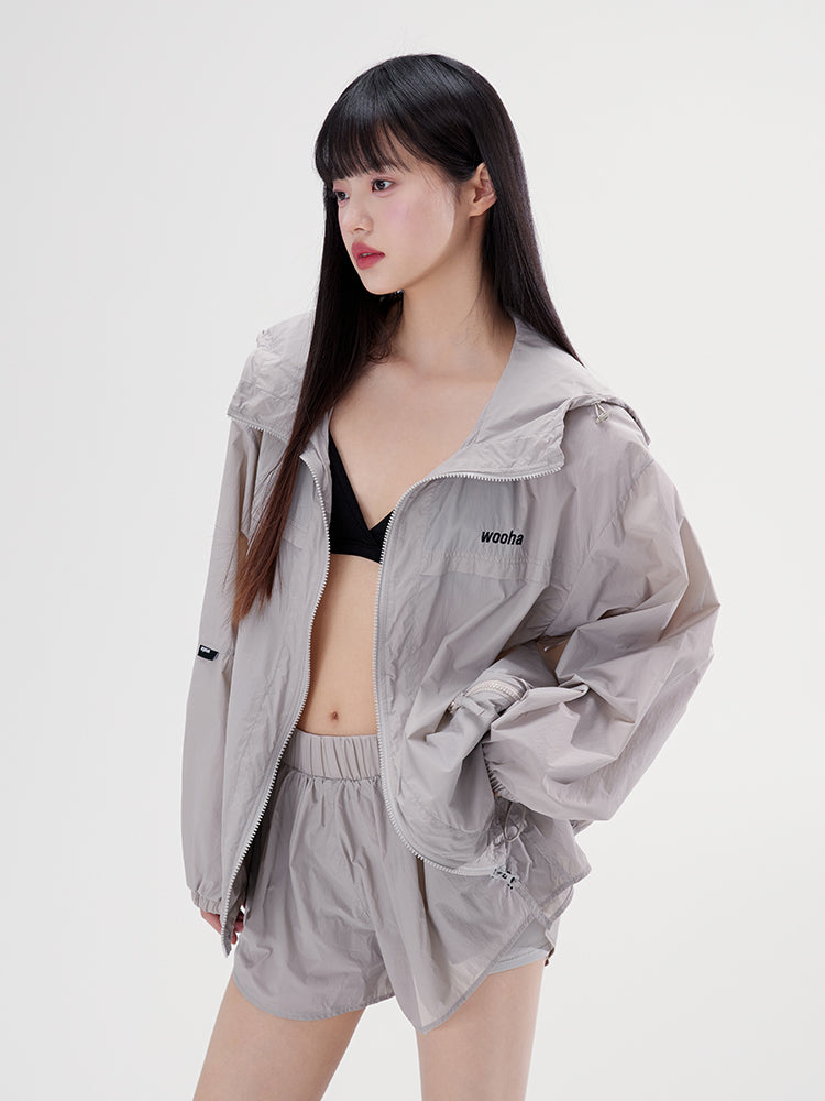 Set-Up Uv-Cut Flower Casual Sporty Casual Parka＆Short-Pants