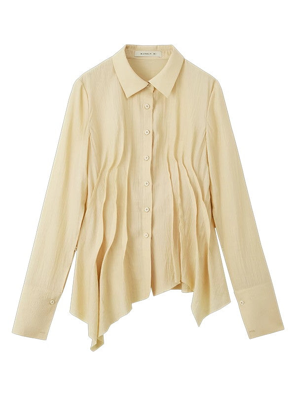 Pleats Wrinkled Natural Curve Shirt