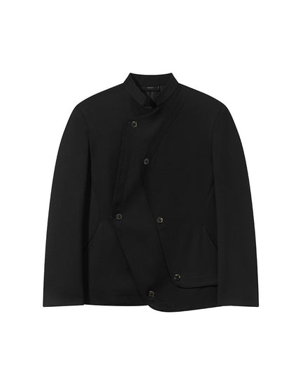 Band-Collar Plain Simple Slim Jacket