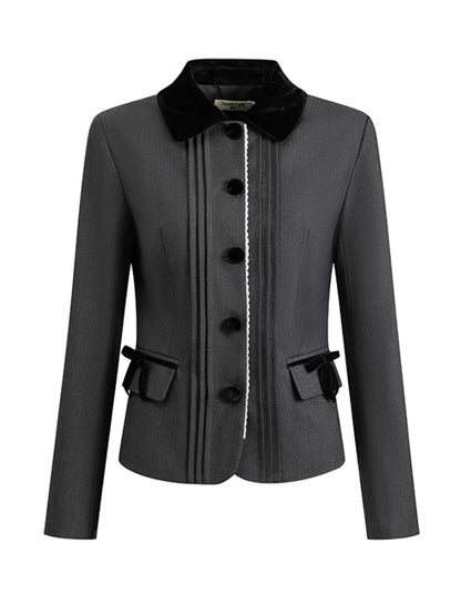 레이스 셋업 벨벳 세련된 양복 재킷 및 미니 스커트