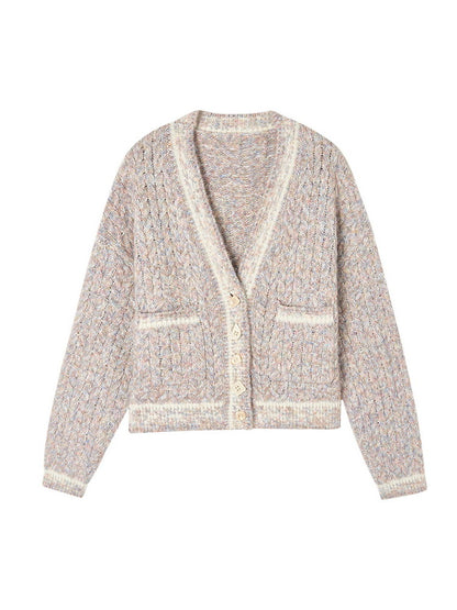 Oversize Drop-Shoulder Knit V-Neck Cardigan