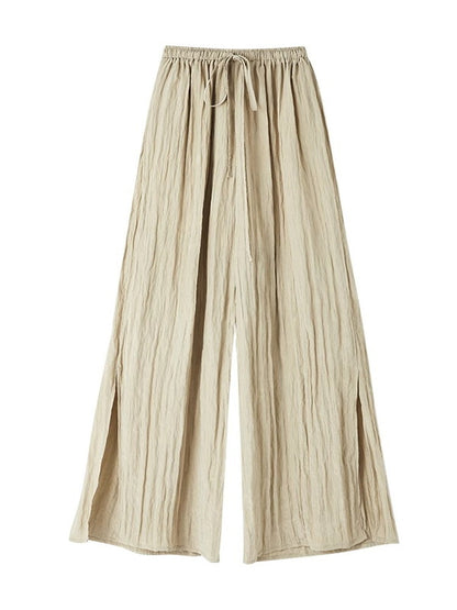 Crumply Wrinkled Casual Loose Relax Wide-Pants