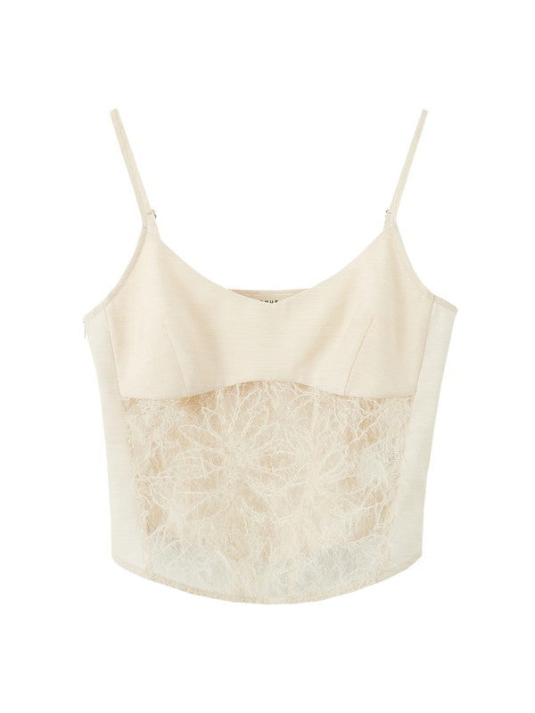 Lace Mesh Flower Elegant Nichi Sexy Plain Camisole