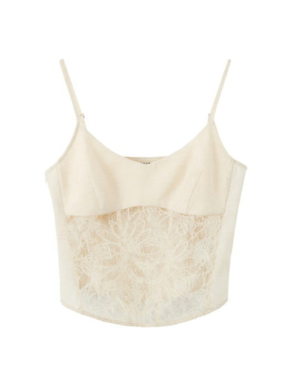 Lace Mesh Flower Elegant Nichi Sexy Plain Camisole