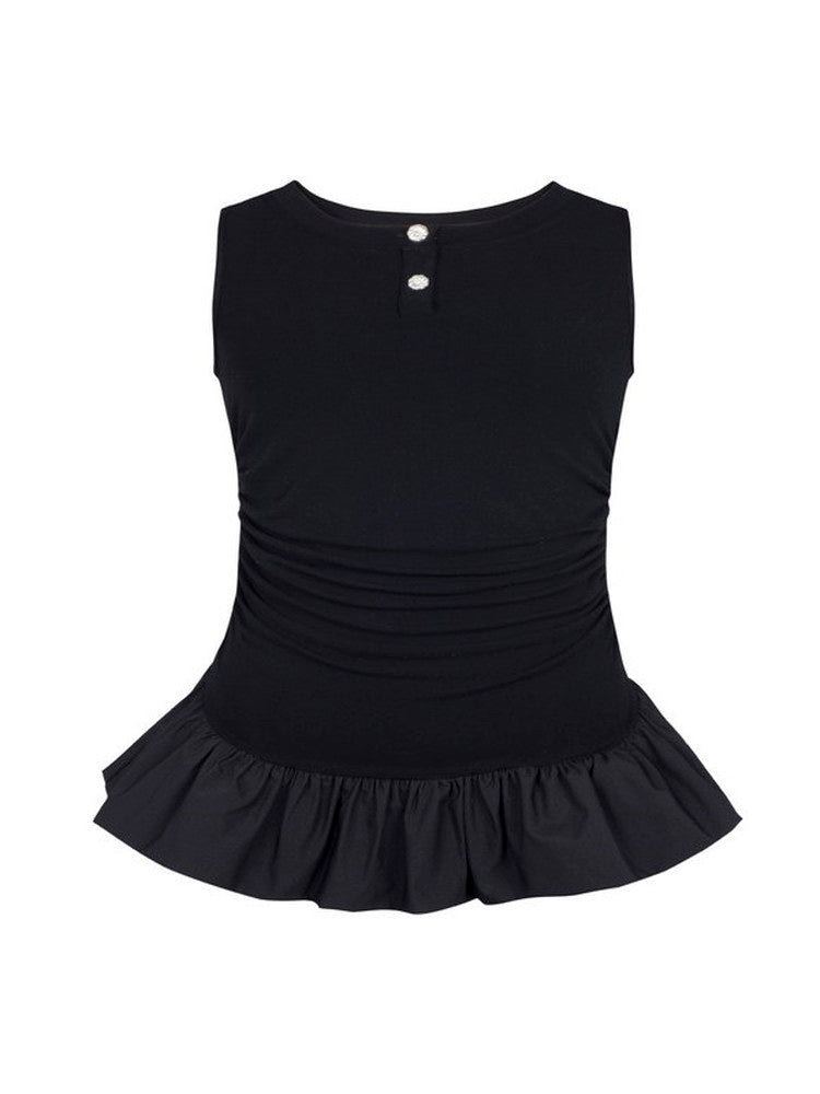 Peplum Tight No-Sleeve Flare Tops