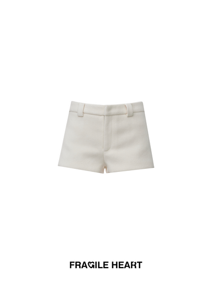 Wool Plain Chic Classy Short-Pants