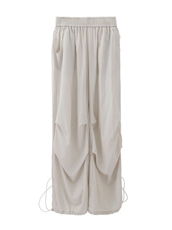 Drawstring Straight Casual Drape Pants