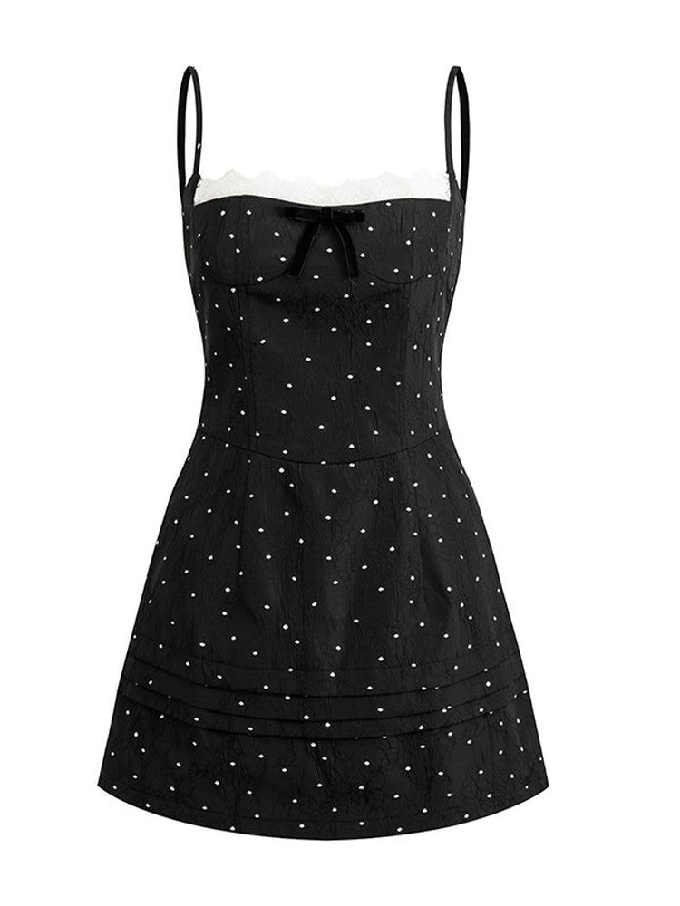 Dot Lace Camisole Tight Short Sexy Dress＆Short-Pants