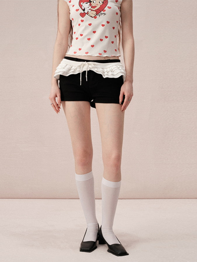 Betty Dot Heart Casual Lace Tops＆Short-Pants