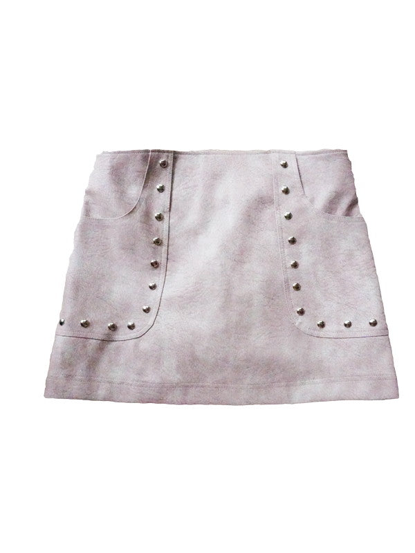 Rivet Leather Retro Short Mini-Skirt