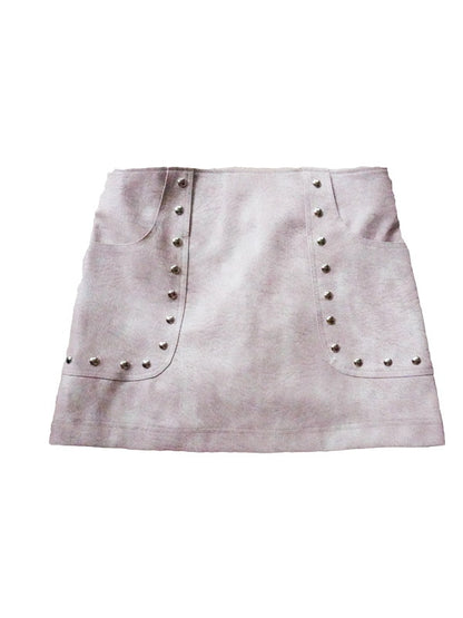 Rivet Leather rétro Short Mini-Skirt