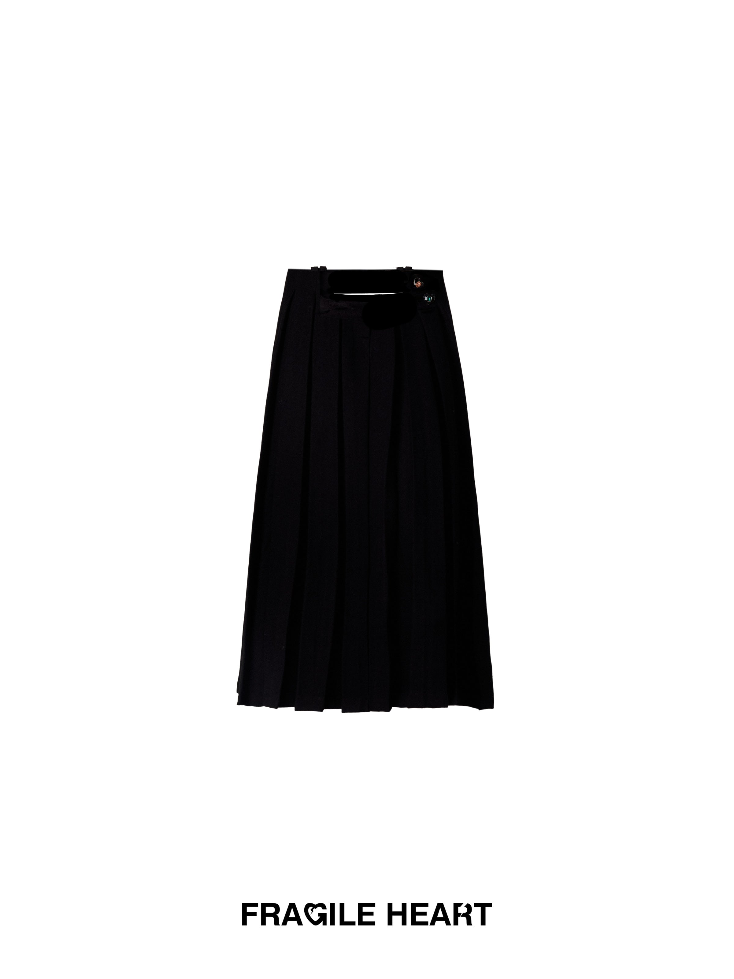 Thick Plain Chic Pleats High-Waist Long-Skirt