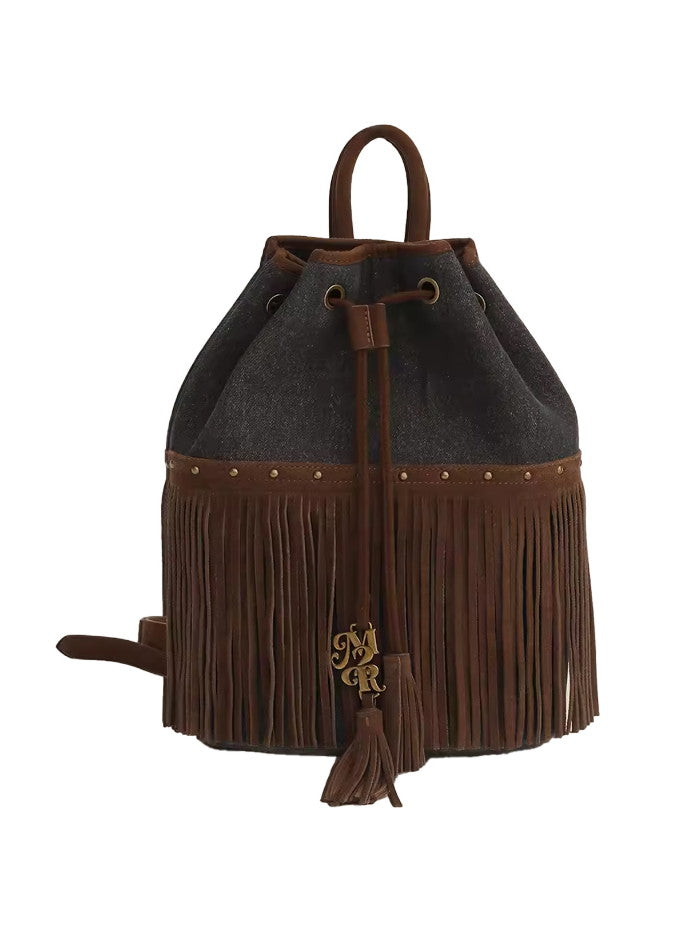 Suedette tassel trim online rucksack