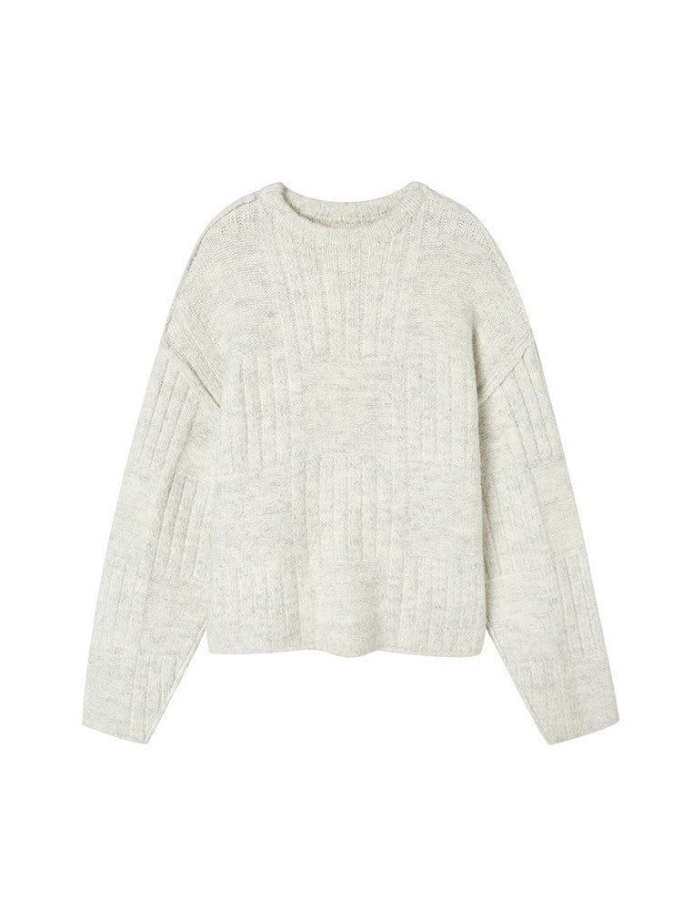 Oversize lâche simple Chic Retro Crew-Neck Treen