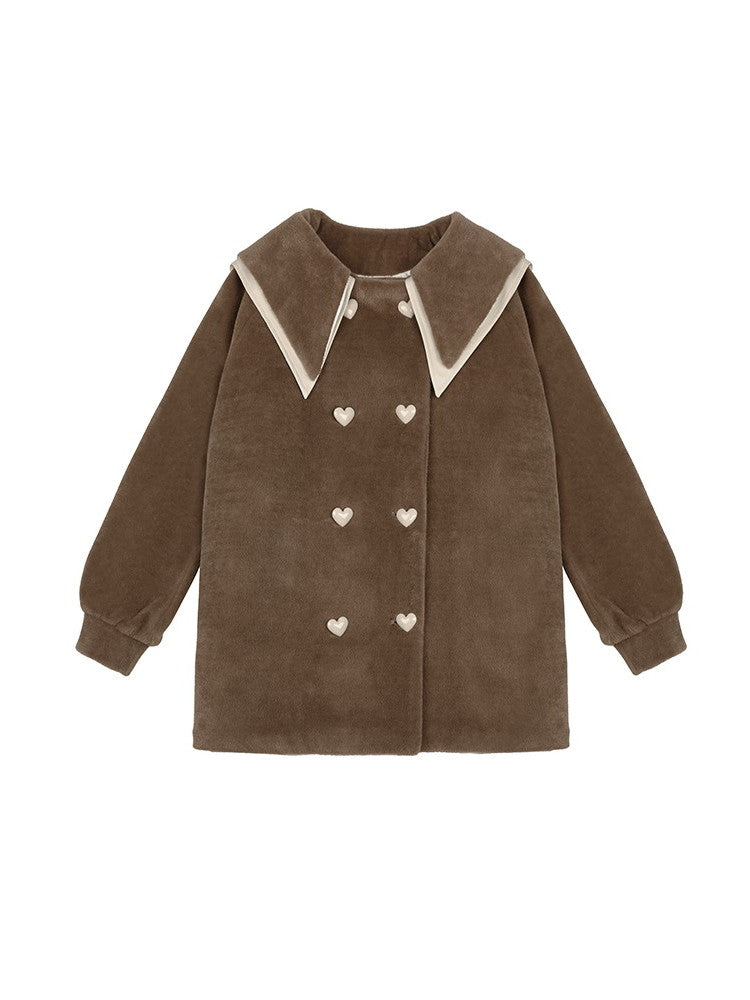 Double-Collar Thick Retro Middle Coat