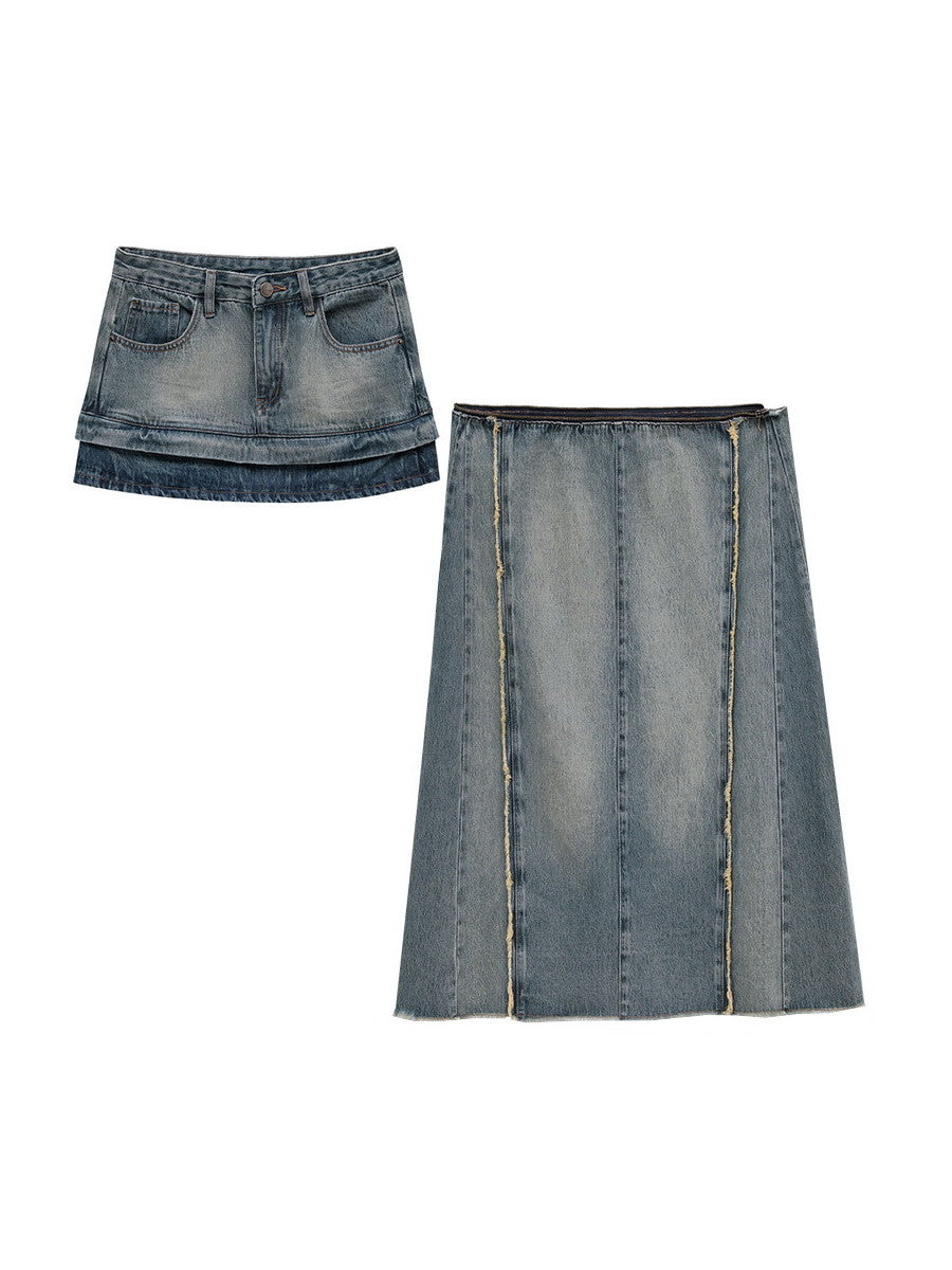 2way einzigartiger Denim Vintage Kurzstecher Langstadel