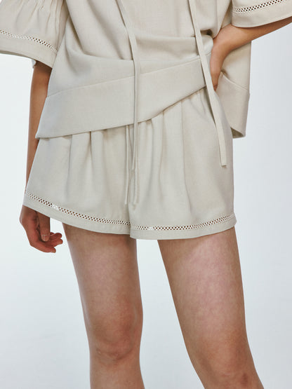 Simple Natural Relax Plain Short-Pants