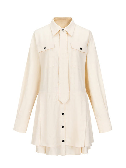 Oversize Back-Pleats Nichi Natural Tie Shirt