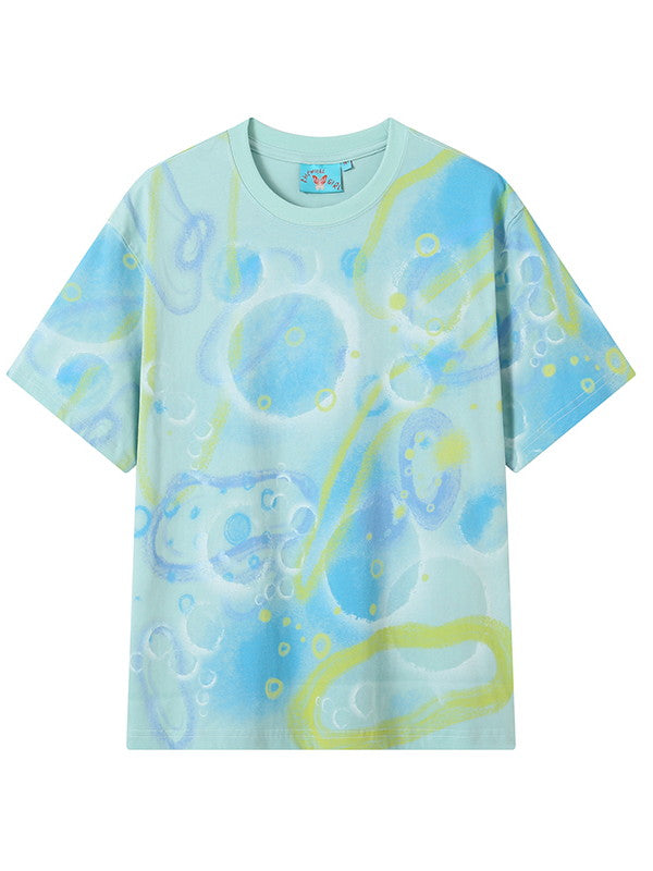 Bubble Refreshing Oversize U-Neck Casual T-Shirt